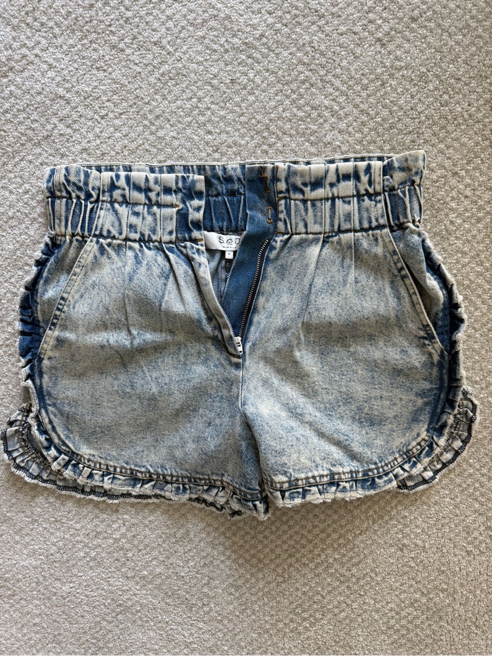 Sea NY Dax Acid Wash Denim Ruffle Shorts size 6